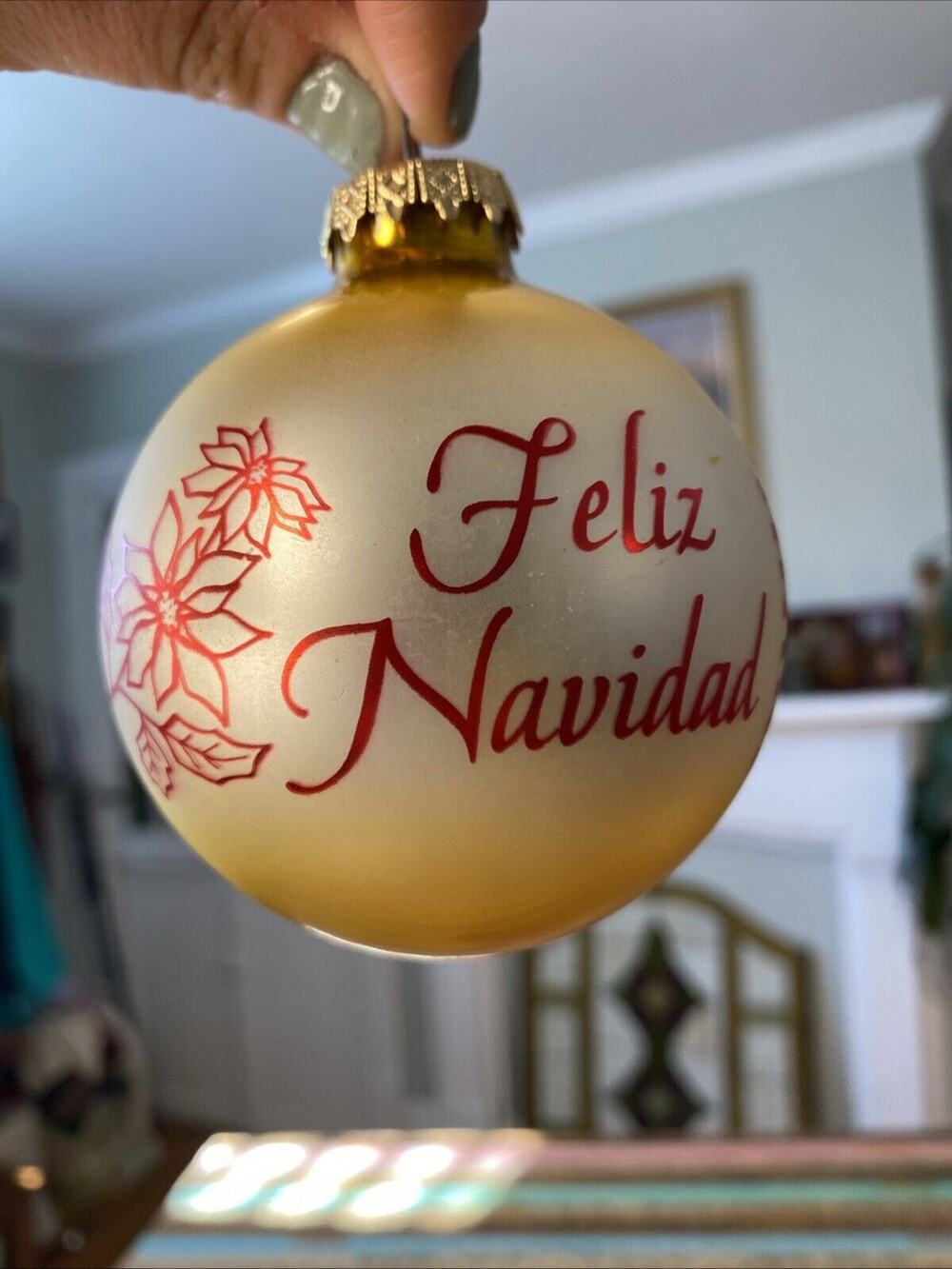 Bronner's Austria Christmas Customs Mexico Glass Christmas Ornament Poinsettia